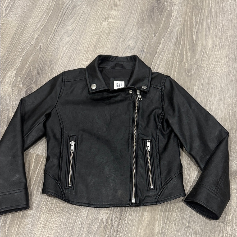 GAP Kids Black Faux Leather Moto Jacket